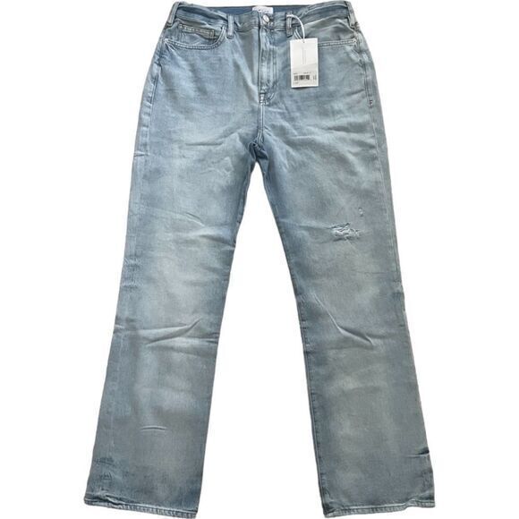 FRAME Revolve Le Jane High Rise Straight Leg Distressed Jeans 32 Winslow - Picture 4 of 12